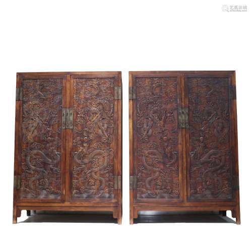 Qing Dynasty,Yellow Pear Square Corner Cabinet