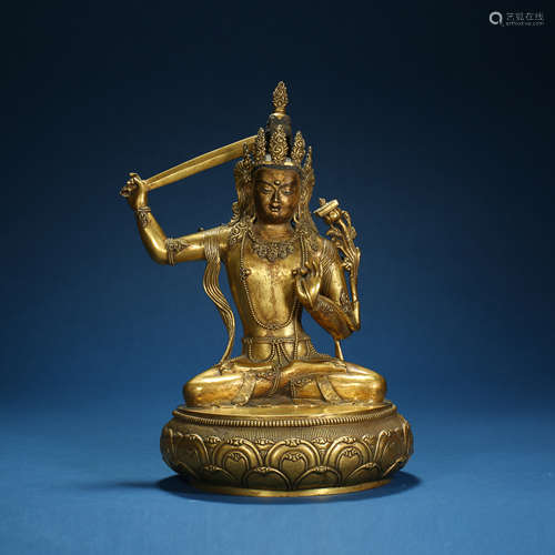 Qing Dynasty,Bronze Gilt Buddha Statue