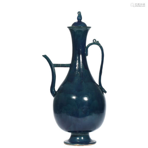 Tang Dynasty, Blue Glaze Holding Pot