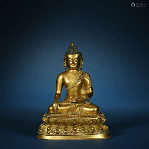 Qing Dynasty,Bronze Gilt Buddha Statue