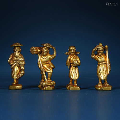 Song Dynasty,Gilt Fishing and Farming Character