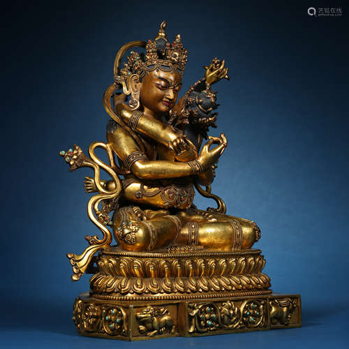 Qing Dynasty,Bronze Gilt Buddha Statue