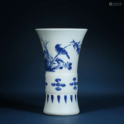 Qing Dynasty,Blue and White Flower and Bird Flower Cuttings