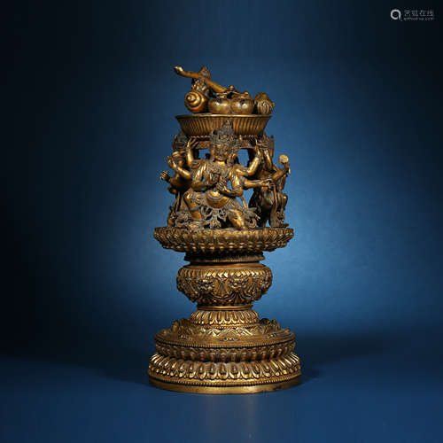 Qing Dynasty,Bronze Gilt Buddha Statue