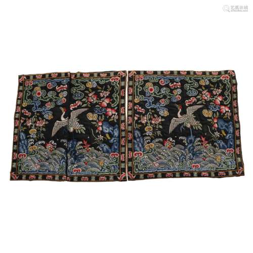 Qing Dynasty,Civil Official Crane Supplement (a Pair)