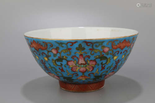 A Blue Base Branch Pattern Porcelain Bowl