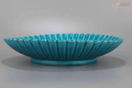 A Blue Glazed Dragon Pattern Porcelain Plate