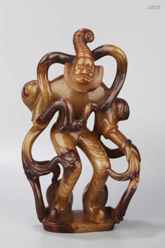 A Jade Huren Figure Ornament