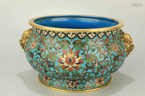 A Bronze Cloisonne Flower Branch Pattern Incense Burner