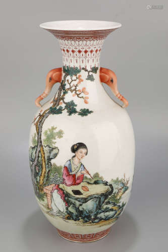 A Famille Rose Character Story Porcelain Vase