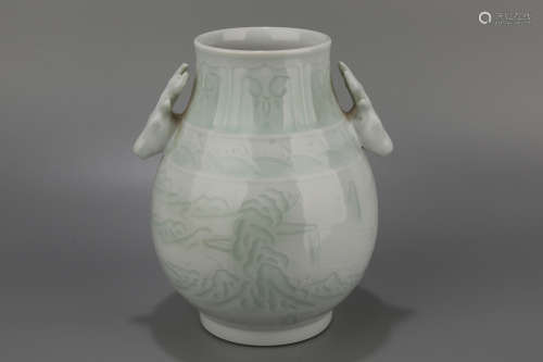 A Glazed Double Dear Ear Porcelain Vase