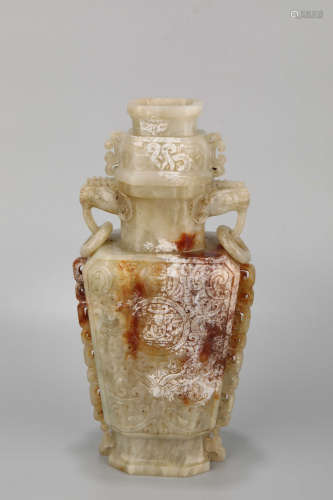 A Jade Beast Face Pattern Porcelain Vase
