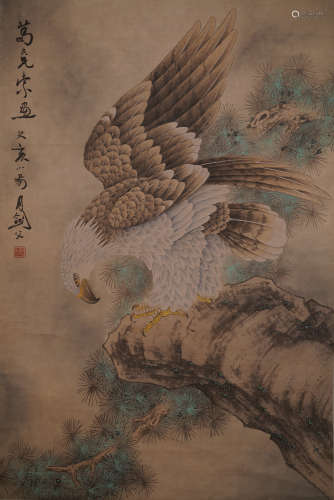 A Chinese Eagle Painting, Gao Jianfu Mark