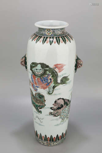 A Doucai Lion Pattern Porcelain Vase