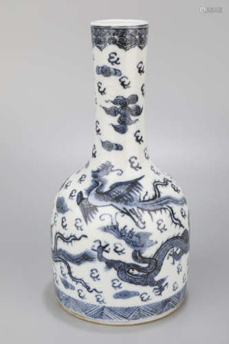 A Blue and White Dragon with Phoenix Porcelain Vase