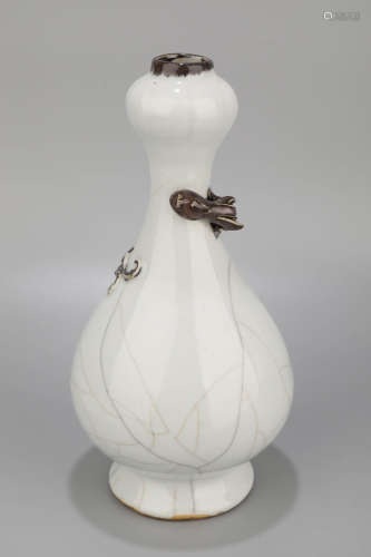 A White Glazed with Beast Porcelain Vase