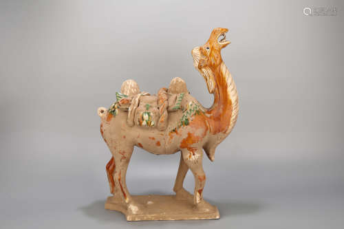 A Tang Three Colored Camel Porcelain Figure