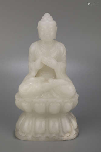 A White Jade Buddha Figure Statue