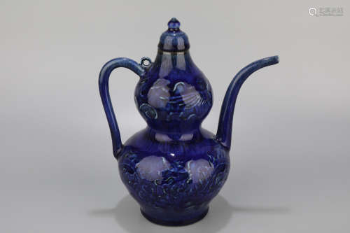 A Blue Glazed Porcelain Pot