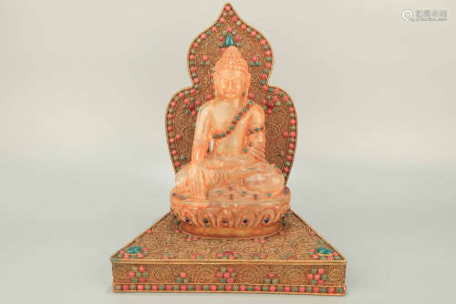 A Gilt Bronze Crystal Buddha Figure Statue