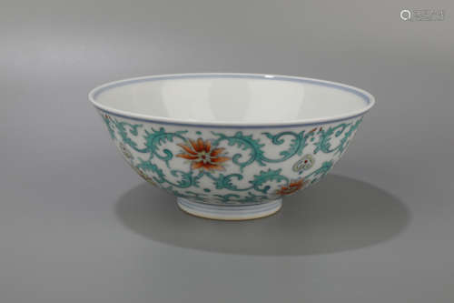 A Doucai Double Flower Pattern Porcelain Bowl
