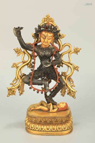 A Bronze Gilt Dakini Buddha Statue Ornament