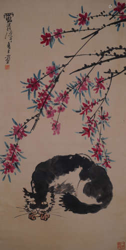A Chinese Flower Tree Painting, Pan Tianshou Mark