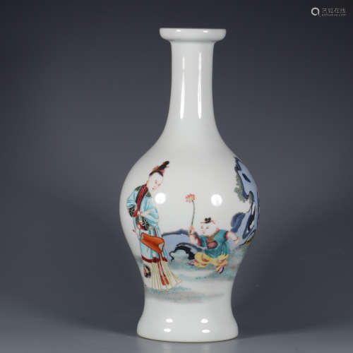 A Famille Rose Character Story Porcelain Vase