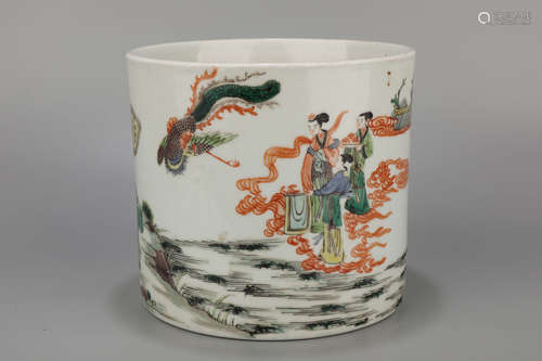 A Drawing Character Story Porcelain Brush Pot