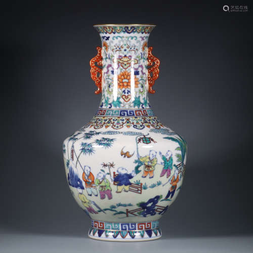 A Doucai Playing  Children Porcelain Vase