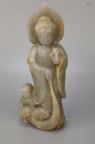 A Jade Guanyin Figure Statue