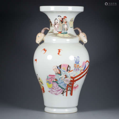 A Faimille Rose Character Story Porcelain Vase