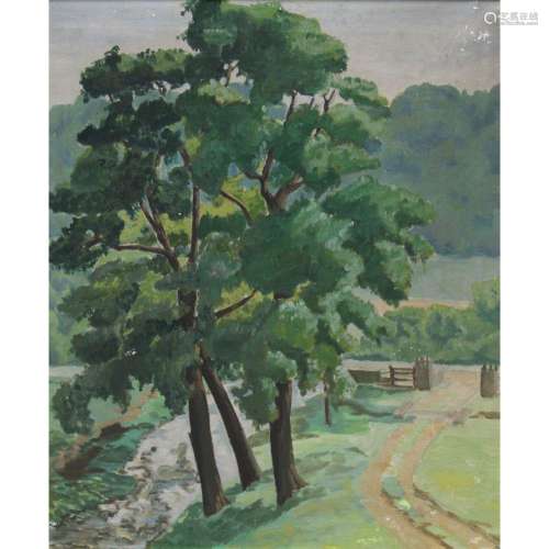 Ina Conner Campbell "Three Oaks" Oil On Canvas.