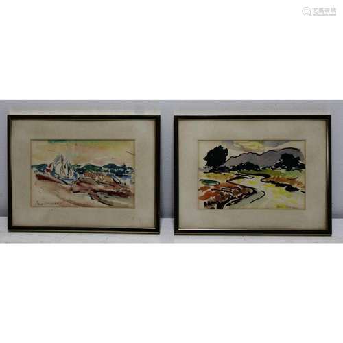 Aaron Berkman (NY 1900 - 1991) Signed Watercolors