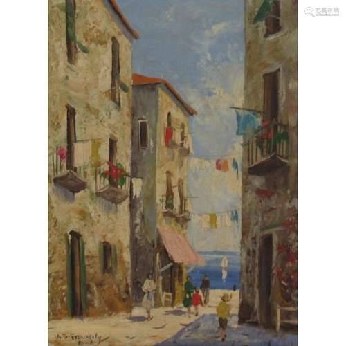 M.D. Francesky Signed Italian Scene