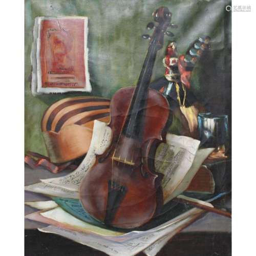 Apparently Unsigned Violin Still Life