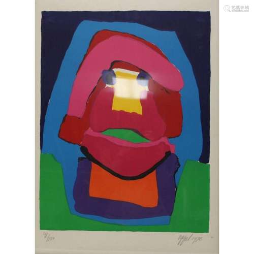 Karen Appel Signed Abstract Portrait Screenprint