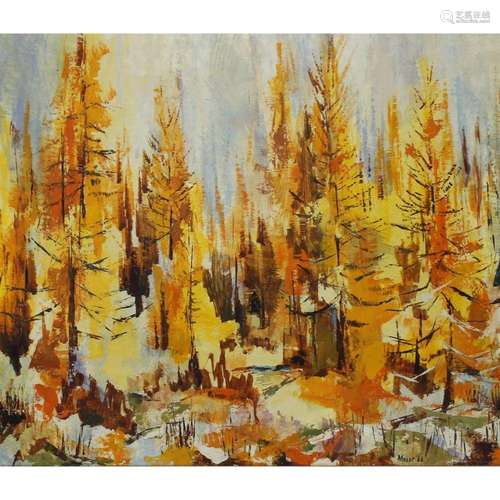 Moise Signed Oil on Board Forest Scene