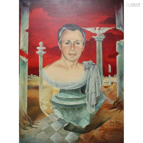 Russian School Surrealist Portrait of a Man