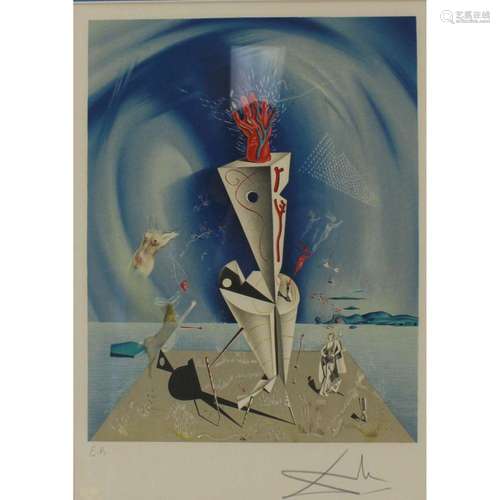 Salvador Dali Signed Colotype "Appartus with Hand"