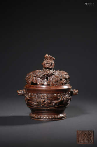 A BRONZE CENSER AND COVER,QING DYNASTY