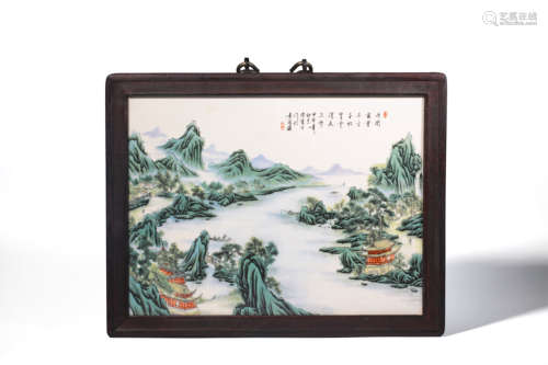 A FAMILLE ROSE RECTANGULAR PLAQUE,QING DYNASTY