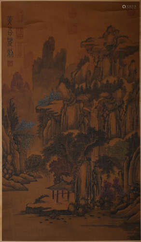 A LANDSCAPE PAINTING 
SILK SCROLL
HUANG GONGWANG  MARK