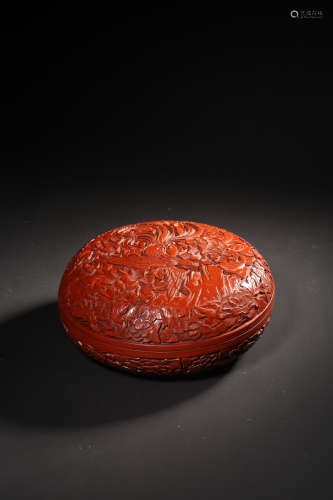 A CINNABAR LACQUER‘PHOENIX’BOX AND COVER,MID QING DYNASTY