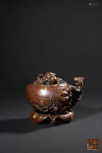 A GOLD SPLASHED CENSER,QIANLONG PERIOD