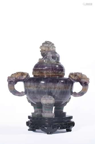 A ROCK CRYSTAL TRIPOD CENSER, Qing Dynasty