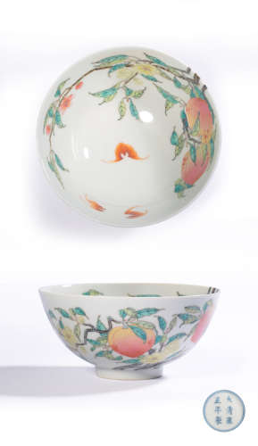 A FAMILLE-ROSE ‘PEACHES’BOWL,MAKE AND PERIOD OF YONGZHENG