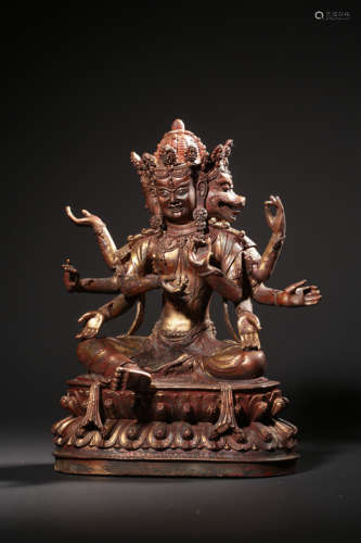 A  GILT-BRONZE FIGURE OF MAHACAKRAVAJRAPANI AND SPOUSE