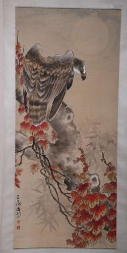 A EAGLE PAINTING 
PAPER SCROLL
GAO JIANFU  MARK