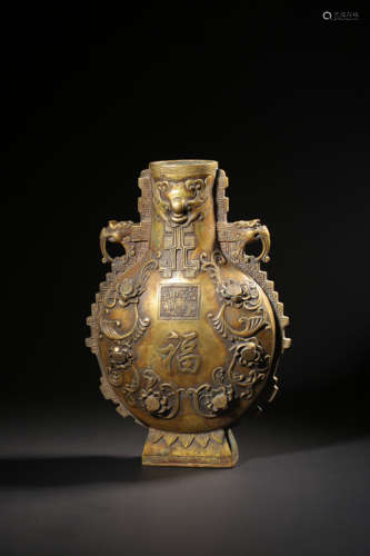 A BRONZE MOONRLASK,MAKE AND PERIOD OF  QIANLONG